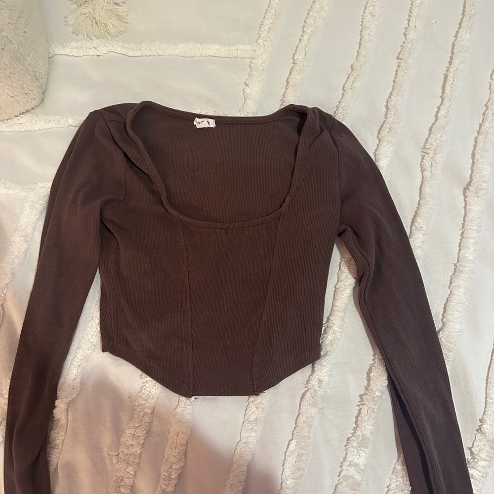 Garage brown corset style crop top